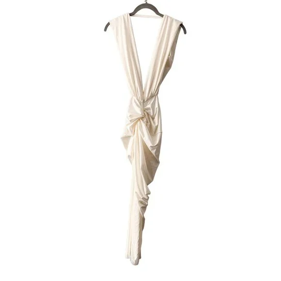 Baobab Mia Plunge V-Neck Gathered Midi Sheath Dress, NWT - Picture 6 of 15